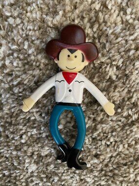 VTG Cowboy Bendy Toy 4" Bendable Figure Man Cowboy Hat